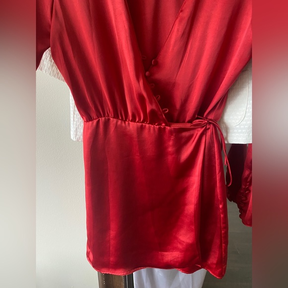 Mini Zara dress red silk with shoulder pads - Picture 5 of 8
